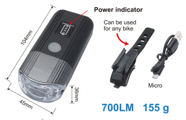 Resistente frío de la luz de la bicicleta de la señal 700lm USB para la bici de montaña